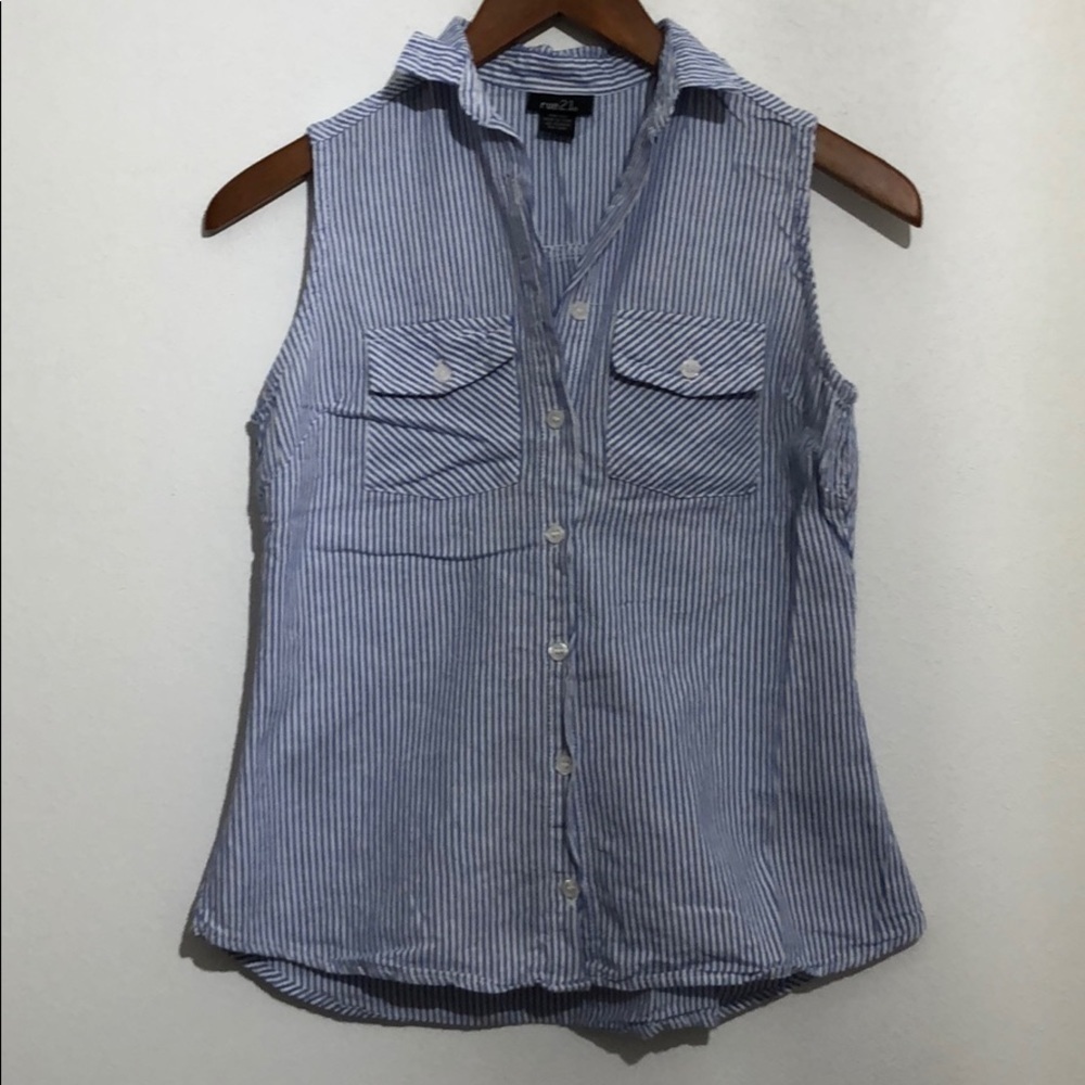 Rue 21 Striped Collared Tank Top Small